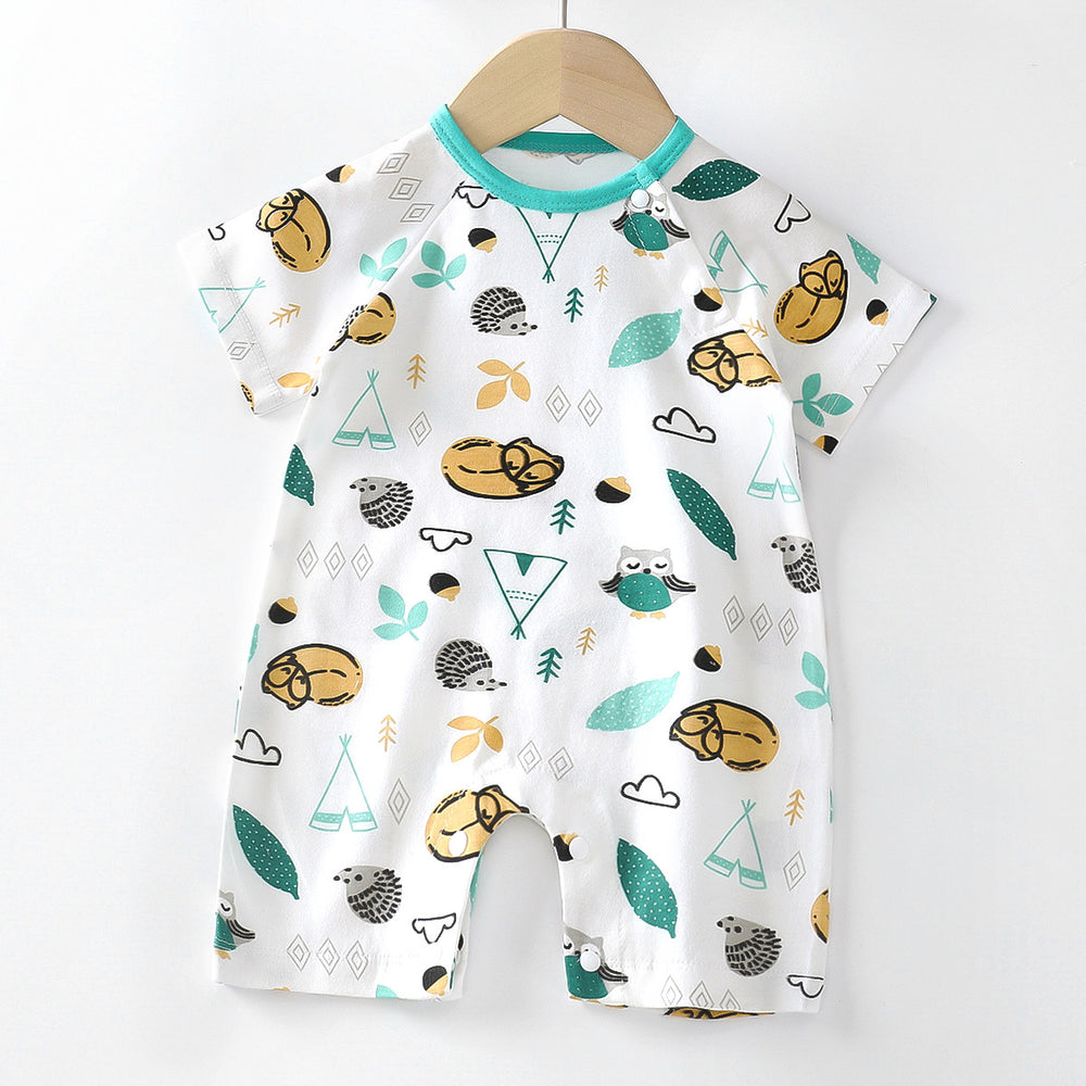 Baby clothes summer thin pure cotton air-conditioning clothes pajamas newborn baby short-sleeved onesie baby outing khaki crawling