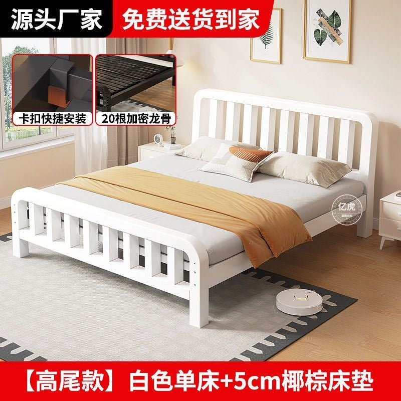 High-speed wrought iron bed, modern casual double iron frame bed, reinforced thickened ribbed bed, tatami economical iron frame bed