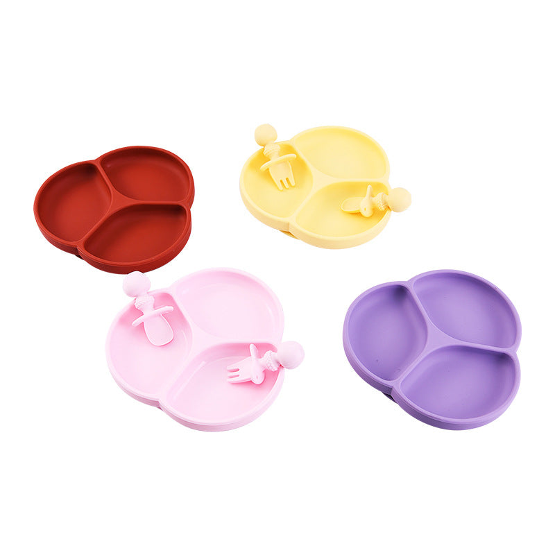 Children's Silicone Tableware Set Baby Food Grade Waterproof Silicone Plate Non-slip Integrated Supplementary Food Plate