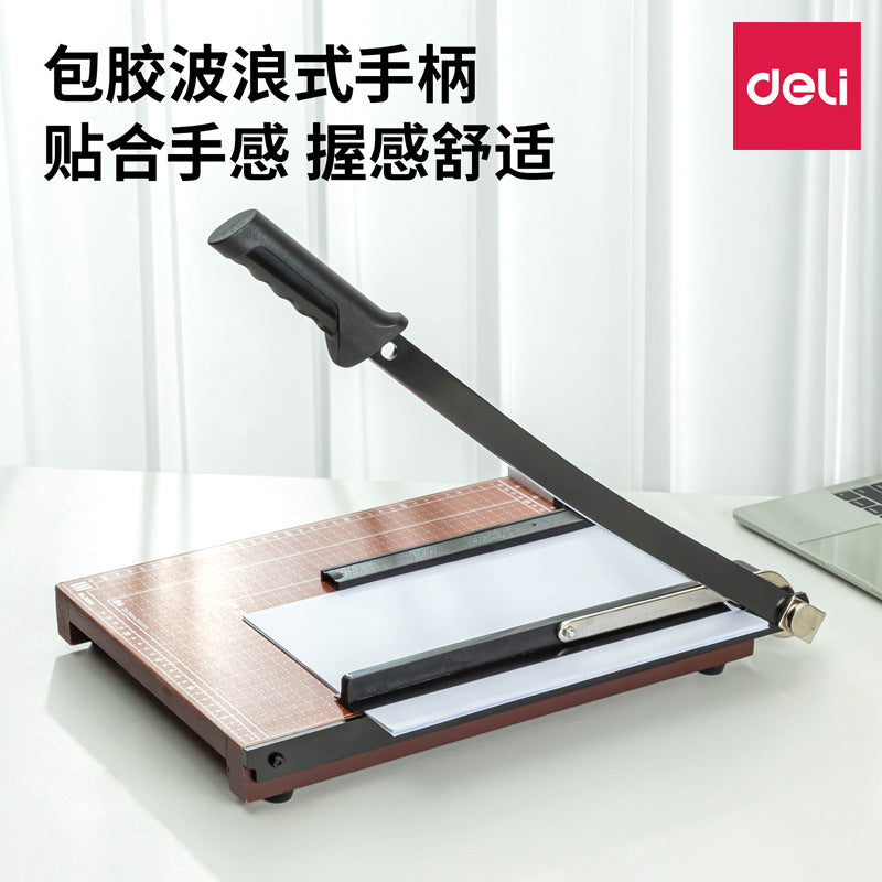 Deli 8003 paper cutter manual wooden paper cutter, photo cardboard, scissor blade 380 * 300 wholesale