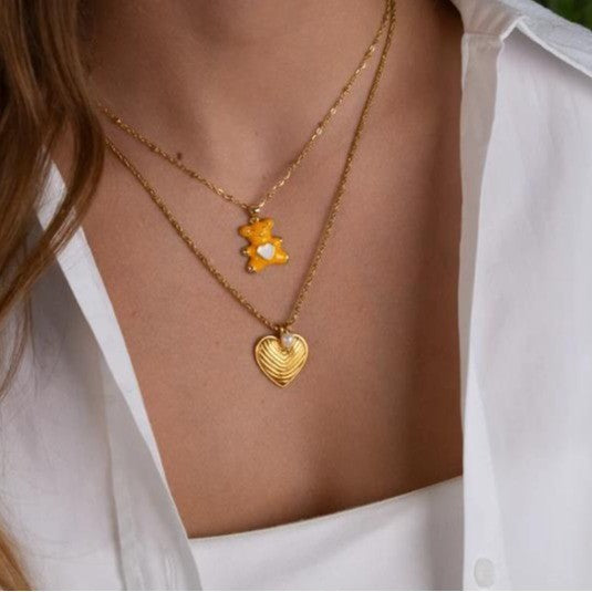 2025 new gold-tone heart pendant necklace - irresistible peach heart design - unique gift for her