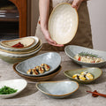 japanese ceramic plate, high-end candy bowl, fruit salad bowl, fish plate, stoneware tableware, oval plate, household dish plate