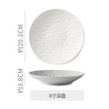 Vintage rock texture ceramic dinnerware set - soup plates, fish plates, steak plates, and vegetable plates - matte finish, high-end black and white dinnerware set