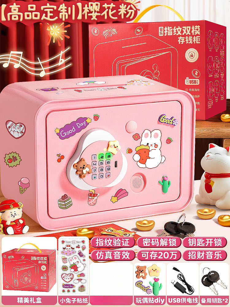 Piggy Bank 2024 New Children's Girls Only Can't Get In Safe Cabinet Boys Large Capacity Password Box Savings