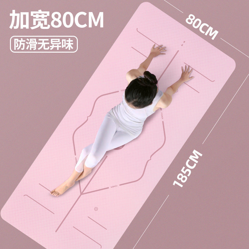 Yoga mat tpe men's thickened and widened 80cm shock absorption non-slip grip silent fitness mat dance mat jump rope mat