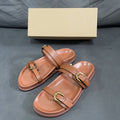 Spanish summer new arrival: women's black buckle-back open-toe sandals - breathable, round-toe, fashionable flat sandals