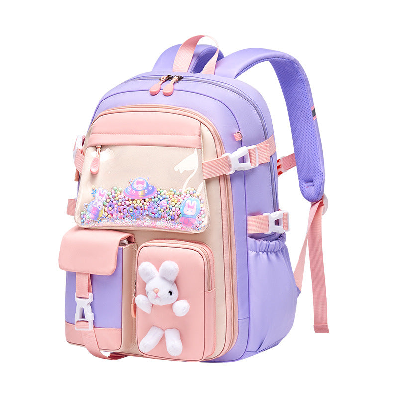 New primary school schoolbag women's refrigerator side open light large capacity load reduction cartoon children's backpack grades 1-6