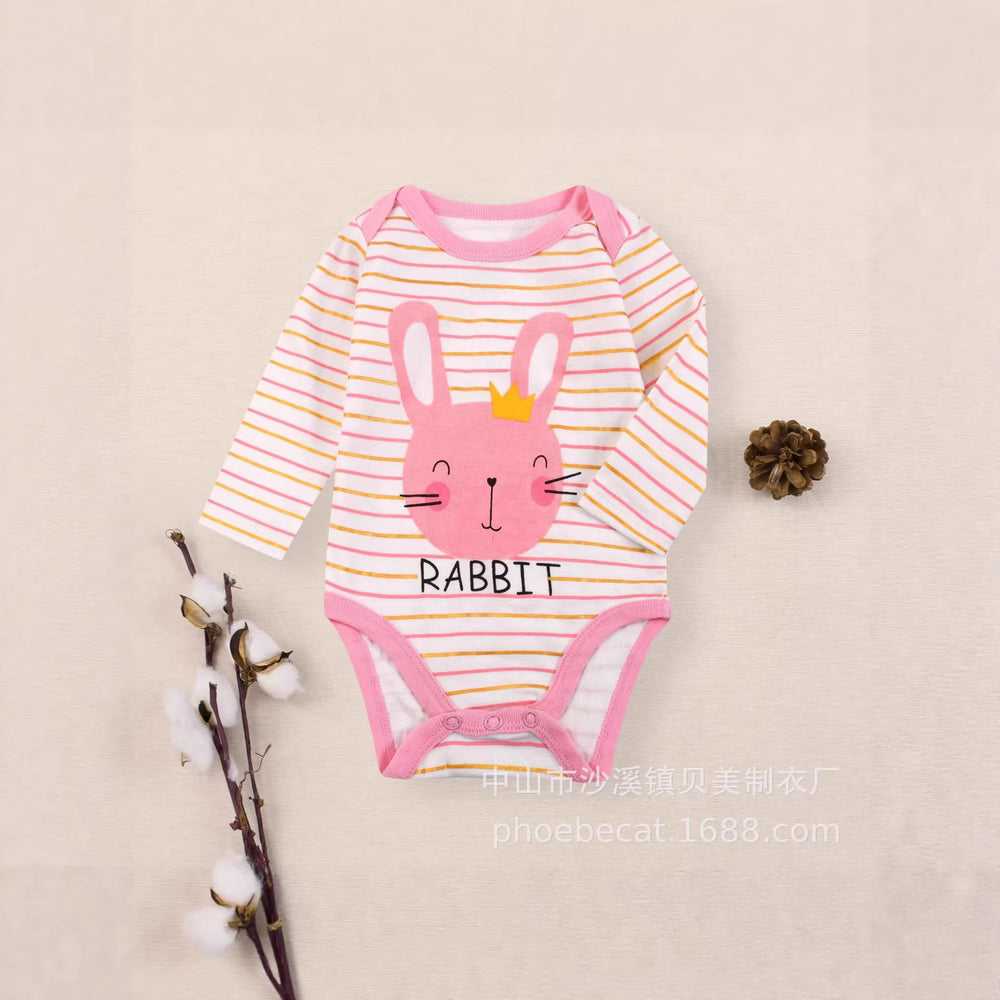 Class a pure cotton export cross-border newborn crawling suit baby bag butt jumpsuit 0-2 years old classic triangle khaki