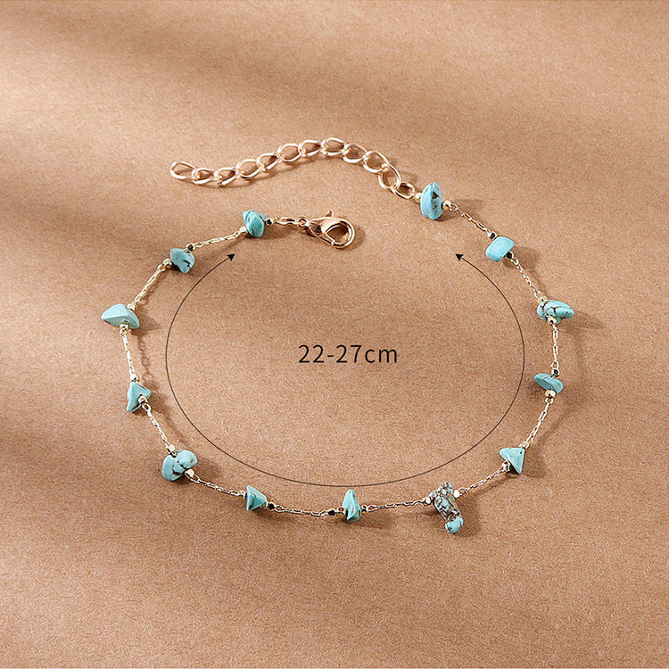 European and american retro natural crushed stone versatile strawberry quartz bracelet anklet - korean style girlfriend/bff gift crystal
