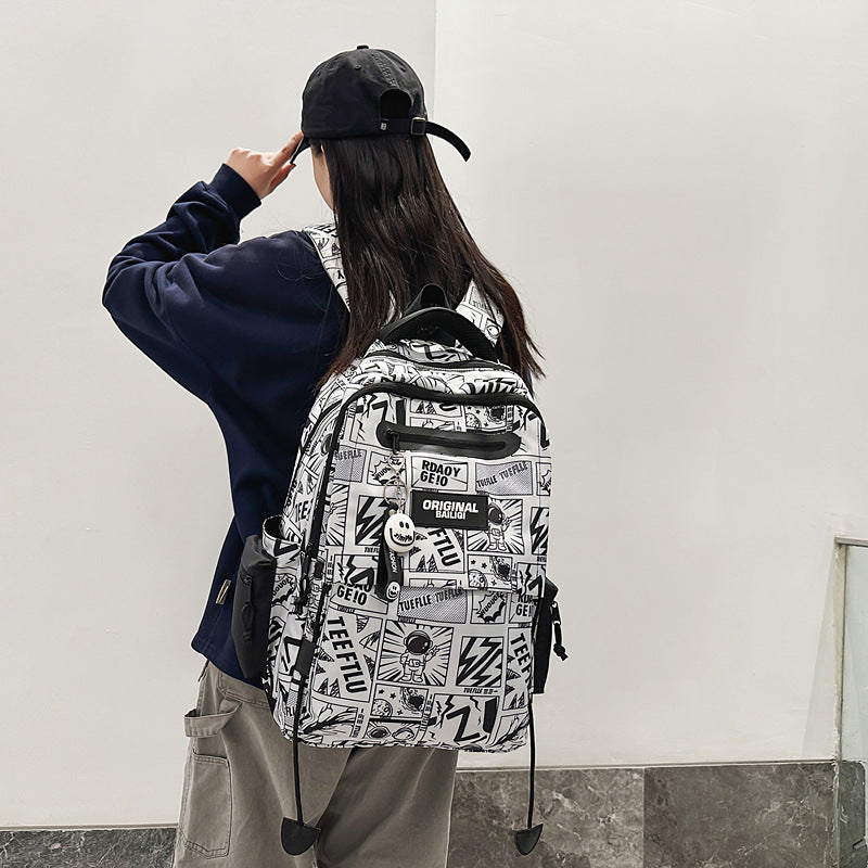 Men's backpack - large capacity college & high school student backpack - trendy brand fashion couple backpack