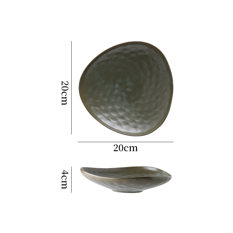 Personalized ceramic retro stoneware ceramic tableware triangular dessert plate restaurant hotel business ceramic salad plate