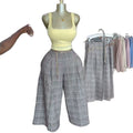 European and american cross-border women's fashion:  summer new arrivals - vintage plaid, loose fit, slimming wide-leg casual pants for petite figures