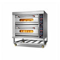 Commercial single/double/triple deck six-tray large gas/electric oven - cake, bread, pizza baking equipment - large baking oven