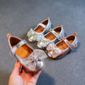 Girls'  spring bowknot soft-soled princess leather shoes - velcro closure, korean style for little princesses (sizes for mid-to-large children)