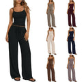 European and american cross-border  foreign trade y2 women's  casual set - solid color camisole and wide-leg pants 2-piece outfit
