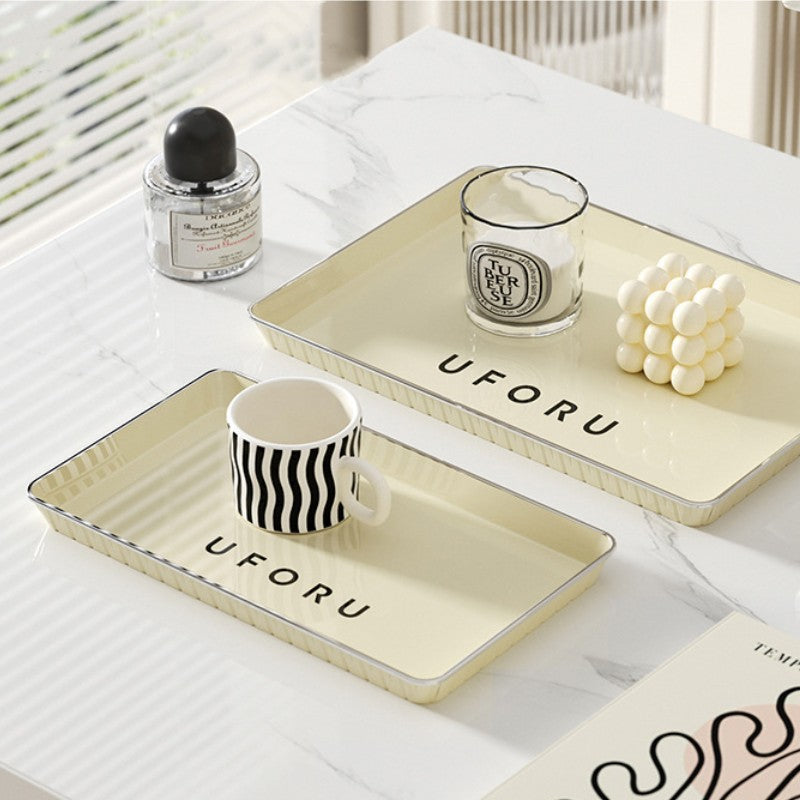 Tea tray tray rectangular for home living room tea tray 2025new arrival tray accessible luxury high-end guesthouse tray hotel