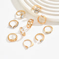 European and american cross-border luxury floral teardrop diamond ring set - unique geometric stackable knuckle rings for women