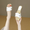 Summer new one-piece beach square toe criss-cross flat sandals & slippers for women