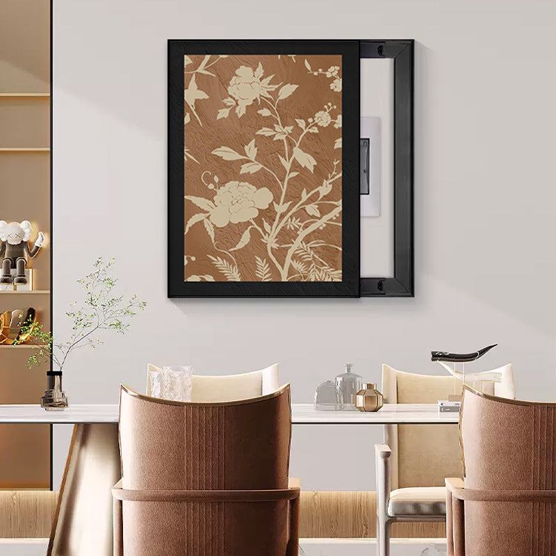 Medieval style meter box decorative painting 2024 new strong and weak distribution box switch box blocking hanging painting vertical free punching