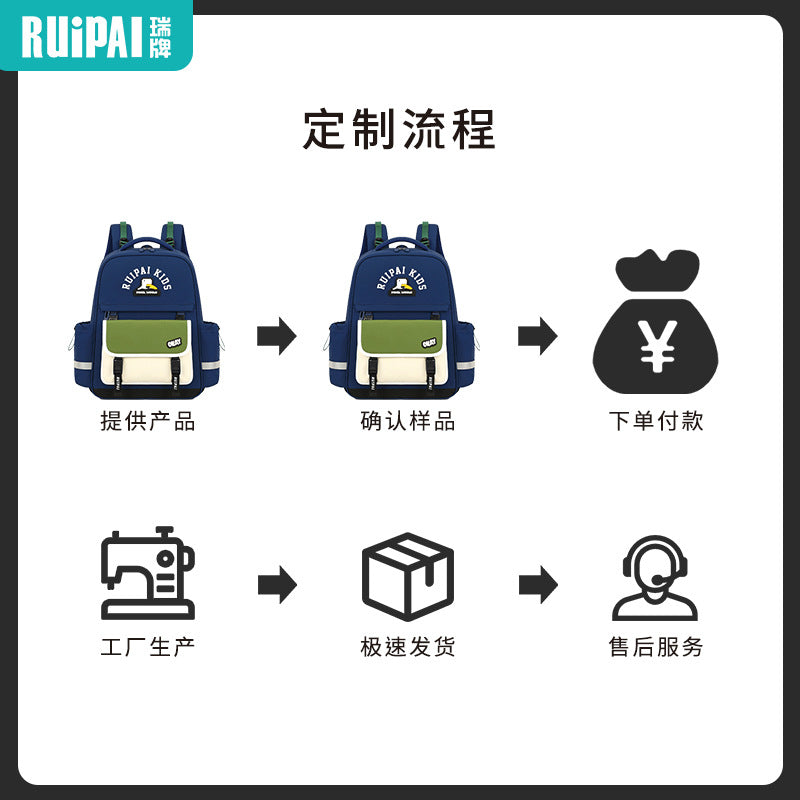 Rui brand spine protection schoolbag for primary school students in grades 3-6, elastic load reduction, children's large-capacity backpack manufacturer customization