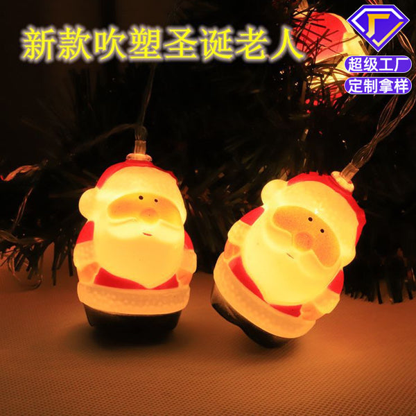 [Customized] LED Santa Claus Head Light String Outdoor Snowman Light String LED Christmas Decoration Flash Light String