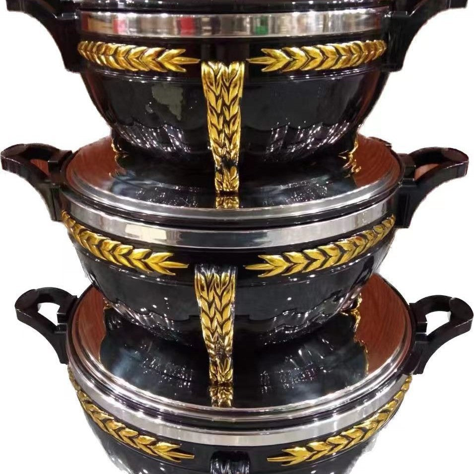 Export3pcs golden bell insulation box 3l-7l-10l large capacity export insulation tableware food warmer