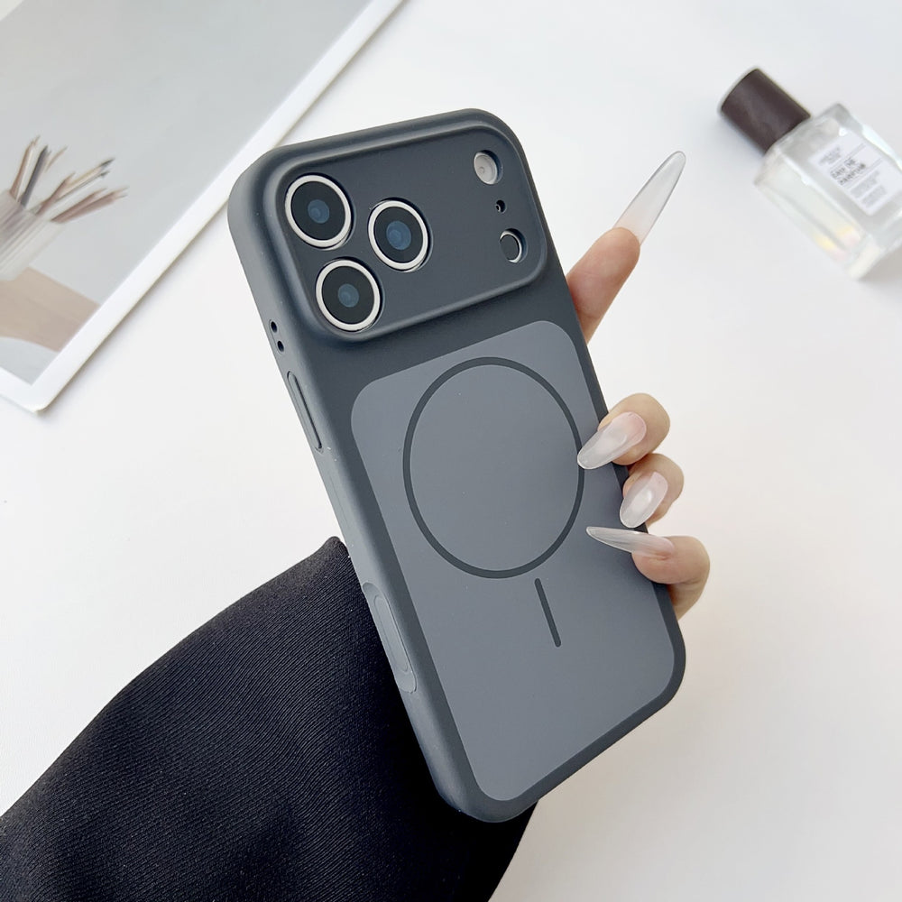 Fine hole two-color thin circle magnetic liquid silicone apple 17promax mobile phone case suitable for iphone16 skin-feeling case