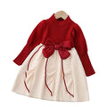 new year's & christmas girls' sweater dress - children's knitted sweater dress with bow detail, sweet & chic style