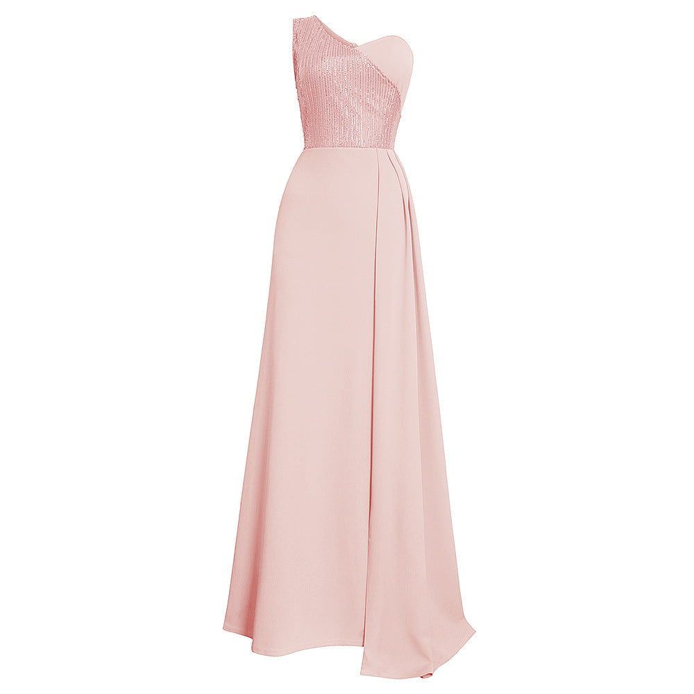 new european and american style african women's one-shoulder sexy maxi dress -  &  - train evening gown for banquets