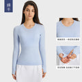 D19083: diqian apparel new seamless yoga top - women's long sleeve activewear for running, comfort, breathability, and fitness