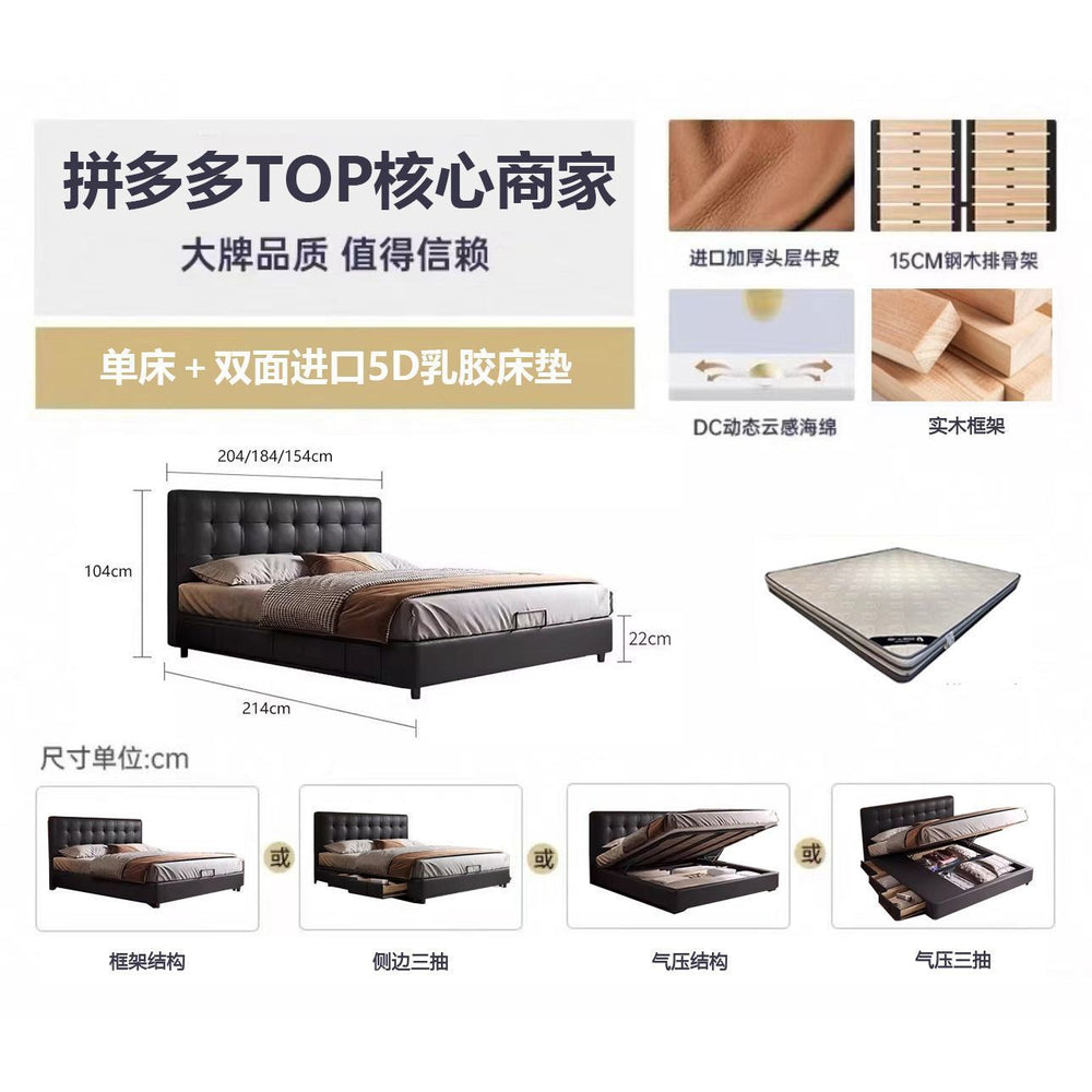 Big tree island home french retro storage waffle grids bed master bedroom bed italian light luxury black medieval style bed high box