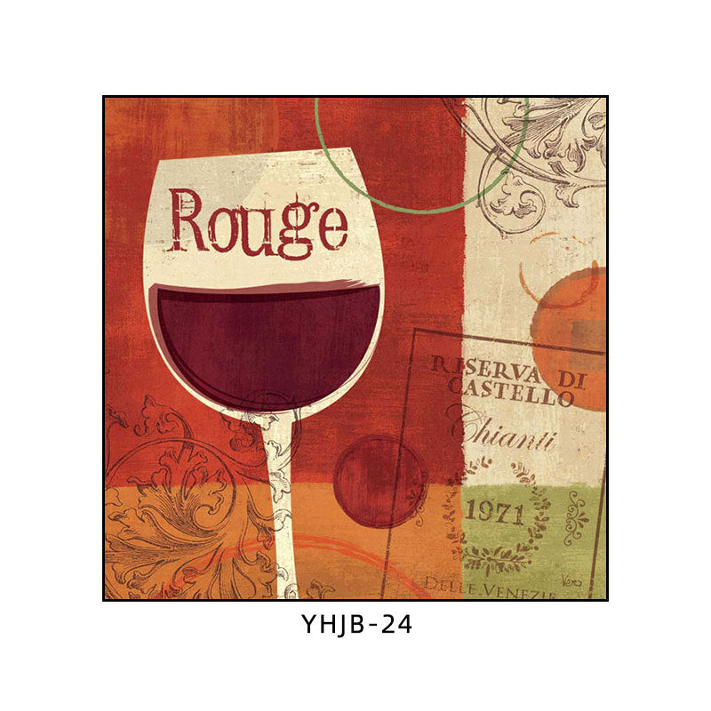 American bar decorative painting retro industrial style creative KTV box red wine glass hanging painting nostalgic wine mural