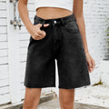 Fashion cross-border foreign trade summer new  independent station washed straight-leg casual hemmed denim shorts women's fashion