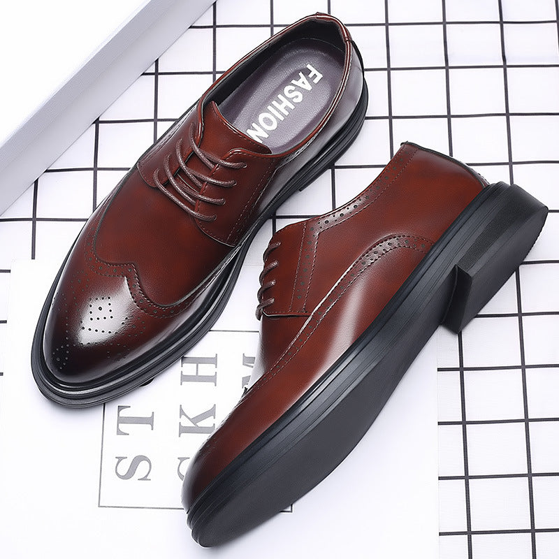 New men's brogue leather shoes - business casual, british style, formal dress shoes, korean style, breathable