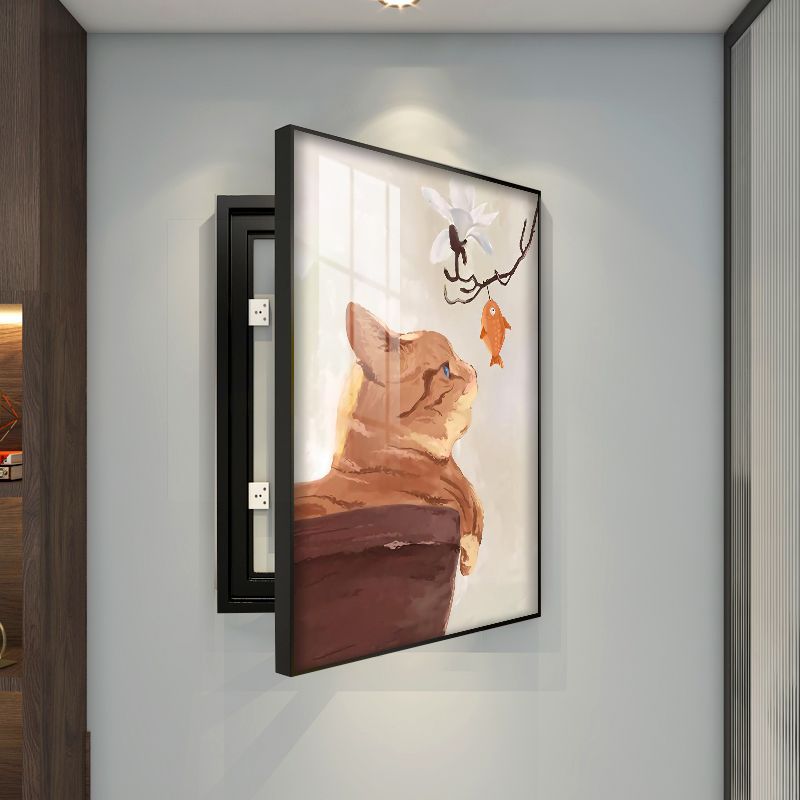 Nordic restaurant meter box decorative painting dining table wall vertical distribution box blocking painting living room aisle vertical painting