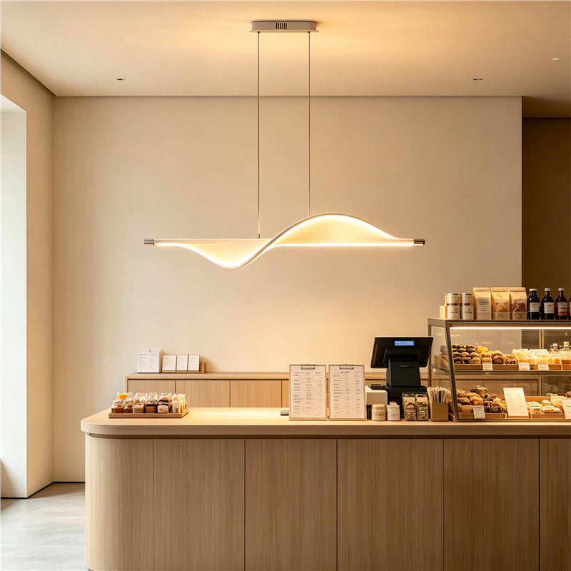 Nordic bench pendant light - linear dining table lamp - modern minimalist bar counter light - dining room, front desk, and cashier counter decoration