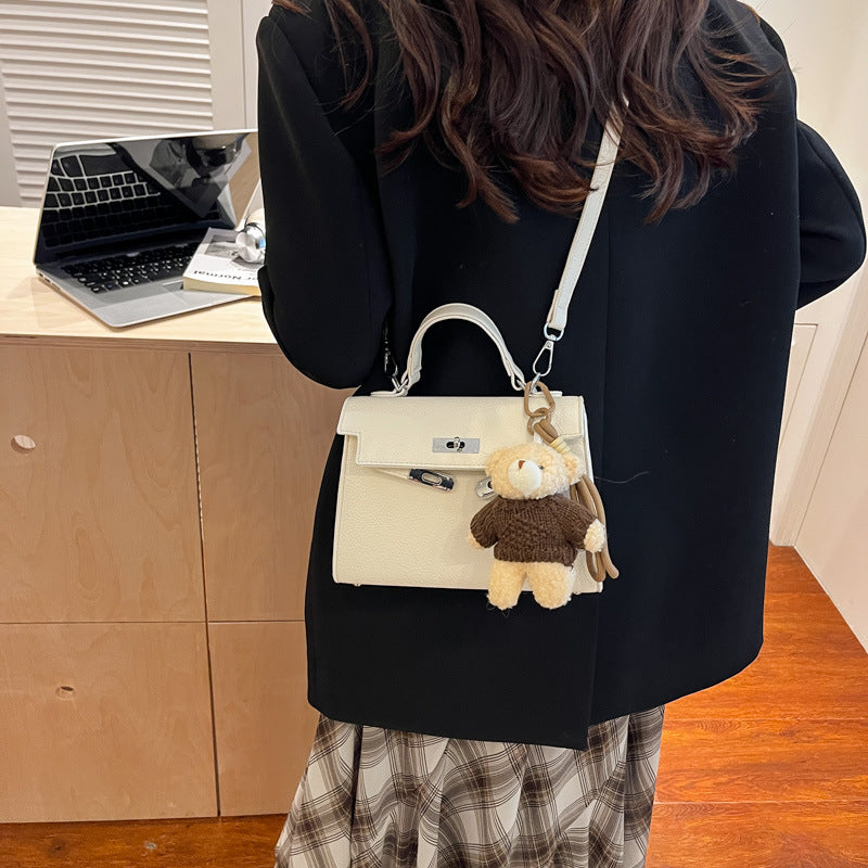 fashion small bag women's autumn and winter new travel satchel bag kelly small bag pure coloreasiest for match shoulder crossbody bag