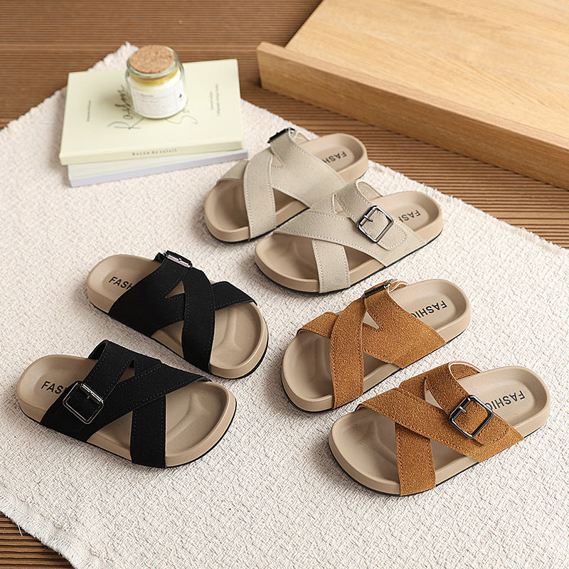 Birkenstock boys' cork sandals - new summer casual style for kids, indoor/outdoor flip-flops for older children
