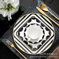 Minimalist nordic gold-trimmed western dinner plate creative tableware ceramic model room club steak plate black and white geometric set