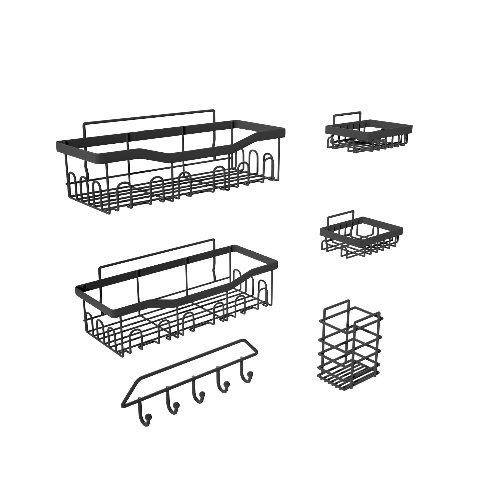Cross-border non-punching bathroom storage rack set, bathroom wrought iron wall rack, washing and storage