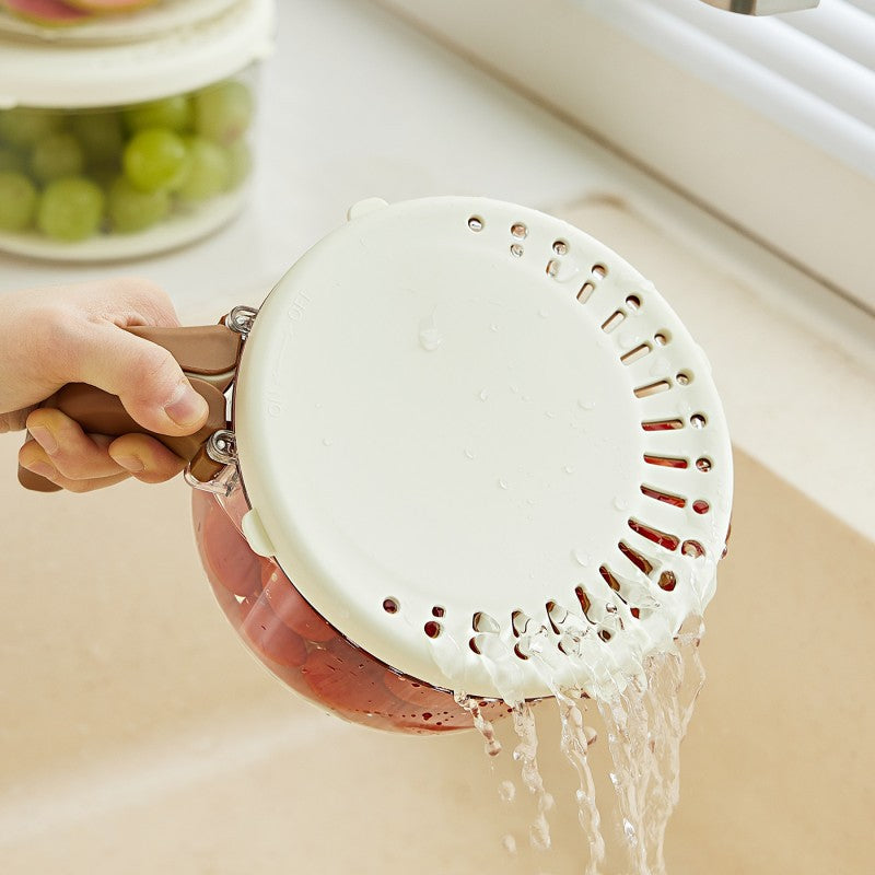 Multifunctional drain basket vegetable basin folding handle vegetable basket household kitchen refrigerator fresh-keeping box vegetable grater