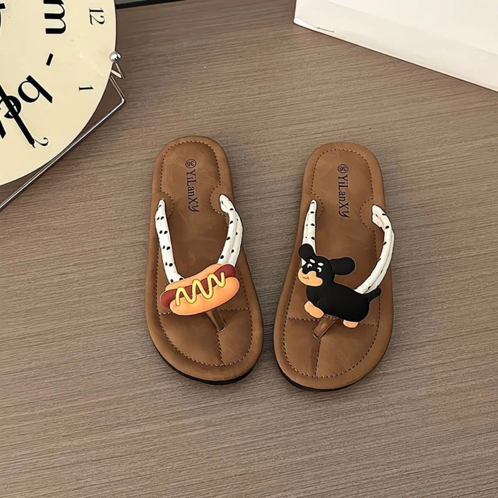 Cartoon cute outerwear flip flops women's summer internet celebrity ins best selling soft beach non-slip women's flip flops