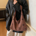 new arrivalcut out frosted bag women's niche style design casual shoulder bag retro large capacity tote bag for women