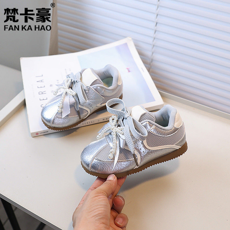 Vancahao girls' mesh german army trainers -  autumn new collection - breathable kids' sneakers - big kids' white shoes