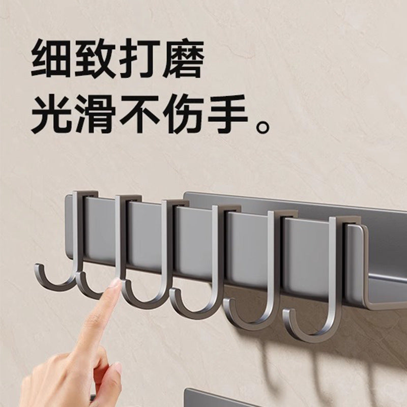 Wholesale storage rack hooks kitchen hanging rack j-shaped hook solid space aluminum nail-free hook movable card hook accessories