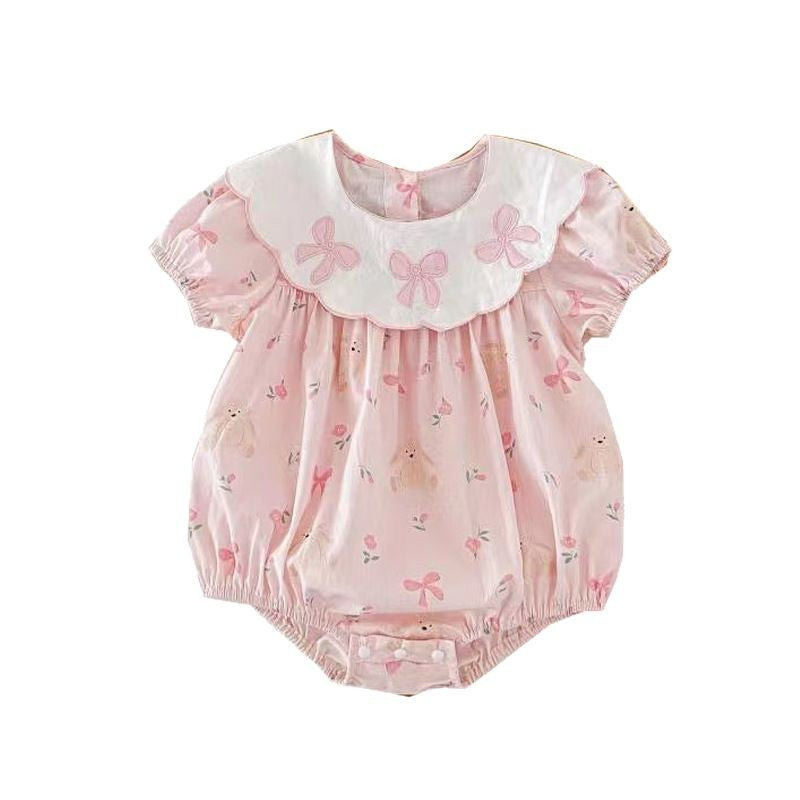 Baby short-sleeve romper - lightweight summer style, adorable outfit for little girls, super cute bodysuit, princess dress, summer clothing