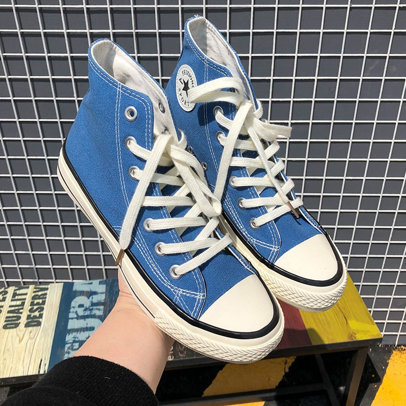 Dropshipping special: 1970s canvas high-top sneakers for men - glossy, retro korean style, versatile student shoes, trendy footwear for men