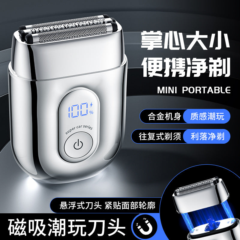 Reciprocating three-blade electric shaver, full body washable, digital display, type-c fast charging, reciprocating three-blade