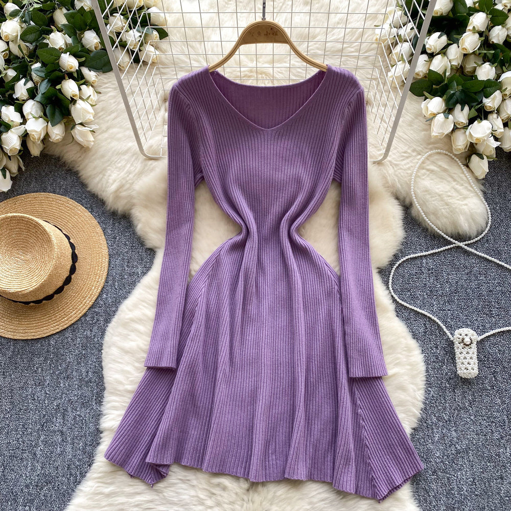 Fall and winternew arrivalsweater skirt bottom knitting shirt dress women's waist slimming look medium long inner a-line skirt