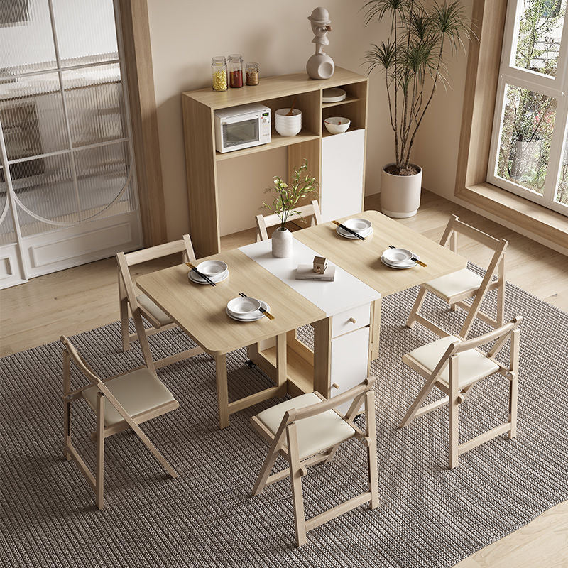 Cream style folding tablefor homefoldablemovable dining table and chair simple multifunctional table dining table and chair combination